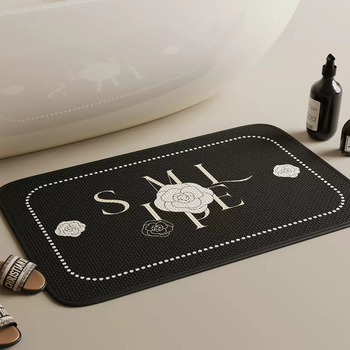 Yusenyi bathroom non-slip floor mat absorbs water, quick-drying, no-wash floor mats, bathroom door cartoon toilet anti-fall cushion, fumeng white camellia 80x120cm (high-density weaving), absorbs water and non-slip
