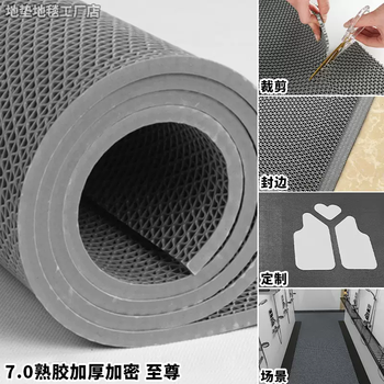 Yusenyi jinning non-slip floor mat kitchen toilet non-slip mat bathroom outdoor commercial pvc hollow waterproof mat gray (7.0 encryption extra thick clinker) supreme 0.8 meters wide 10 meters long