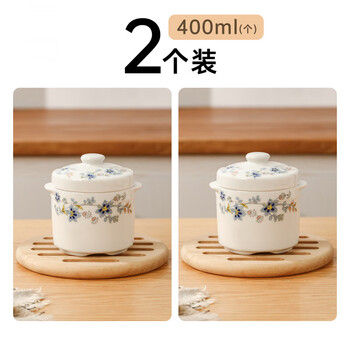 The same type of stew pot used by fat donglai for stewing bird's nests. ceramic double-eared food-grade crock pot for stewing soup. household water-proof stew for steaming chicken. b food grade/double edge design/good sealing