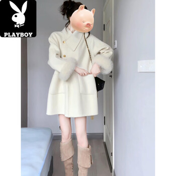 Playboy (playboy) small stature, unique and super good-looking cloak, woolen coat, woolen coat for women, autumn 2025 new style, white woolen coat m