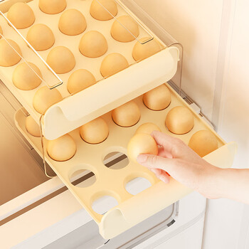 Youqin egg storage kitchen storage box food-grade refrigerator special egg tray drawer-type double-layer crisper home egg carton-cream white