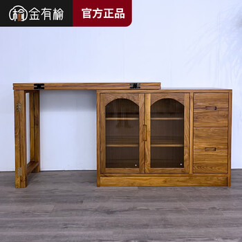 Jinyouyu old elm solid wood sideboard folding dining table integrated living room storage cabinet foldable dining table sofa side cabinet wine cabinet solid wood color sideboard + folding dining table 1200*400*800