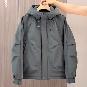 Kazuki kuraishi kazuki kuraishi 2025 autumn and winter windbreaker men's hooded workwear handsome loose versatile casual quilted jacket dark gray 2xl 155-170 catties