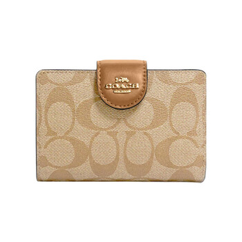 Coach corner zip 13 classic presbyopic snap closure, coated canvas and leather, coin purse, women's basic outfit (bag + dust bag)