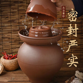 He jiagong's quality carefully selected pickle jar earthenware purple sand pickle jar sealed with lid pickle household old-fashioned 50 catties ancient purple sand jar