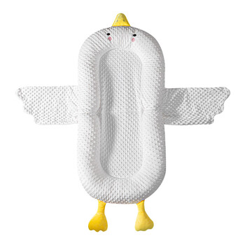 Newborn baby anti-jump floor wake-up sleeping pad, spit-up slope mattress bed, crib, soothing sleep artifact bed, folding pearl cotton model, large white goose-yellow
