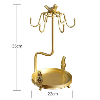 He jiagong light luxury european iron cup holder household drain rack with tray creative coffee cup and saucer storage rack cup storage rack golden bird