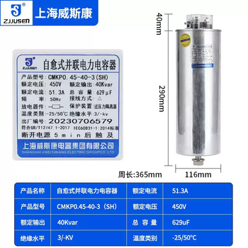 Shanghai viscon self-healing parallel compensation cylindrical power capacitor cmkp0.45-20-330kvar light blue