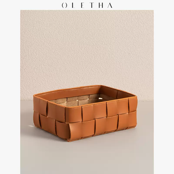 Yusenyi oletha entryway storage basket key ornaments living room high-end light luxury desktop storage cosmetics storage box brown