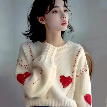 Yoekbird korean style lazy wear soft waxy sweater for women autumn and winter 2025 new atmosphere loving loose knitted bottoming shirt off-white s (80-95 pounds)