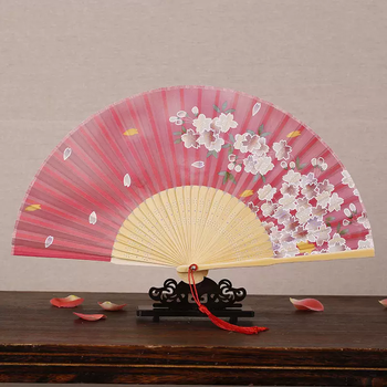 Yusenyi fan women's dance folding fan ancient style summer classical chinese style hanfu catwalk easy to open and close small folding gift fan 17 forget me not