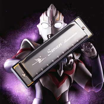 Swan (swan) ultraman orb red kai harmonica authentic same style ten hole beginner student bruce self-study children's black orb + video teaching