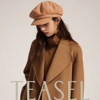 Teasel jishi dinner jinghong new year qiji 30 velvet large lapel lightweight warm short lace-up pure cashmere coat for women classic black (100% cashmere) m (shipped within 72 hours)