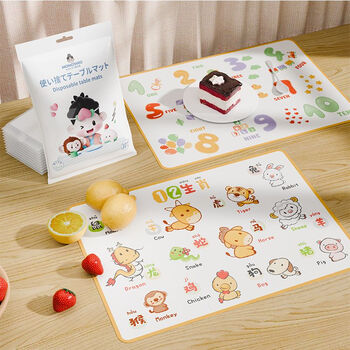 Momotaro disposable placemat portable outing baby table mat oil-proof and waterproof toddler dining chair placemat tablecloth placemat number 30 pieces + zodiac sign 30 pieces