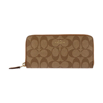 Coach 19 gold letter logo classic presbyopia zipper closure canvas with leather clutch wallet small basic equipment (bag + dust bag)