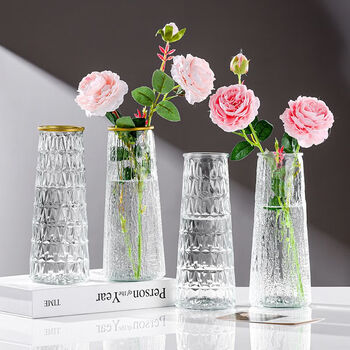 Mi ling's simple and creative transparent glass vase desktop water rose flower vase nordic ins style living room flower arrangement ornaments diamond vase single pack