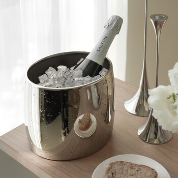 He jiagong nordic style stainless steel ice bucket champagne bucket red wine cold beer thickened ice wine bucket feel island island ice bucket (high mirror polishing)
