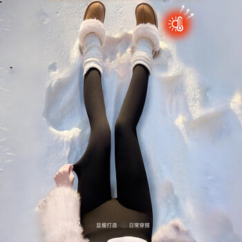 Jerrie mock waist slimming tummy pants buttocks shaping pants shark pants women's fall and winter velvet thickened yoga pants leggings slight pressure 3.0 comfortable and warm style yadan black 2xl (140-160 catties)