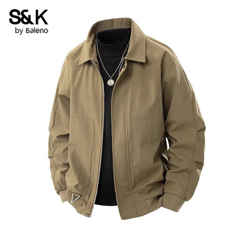 Baleno s&k series autumn jacket men's versatile casual loose american fashion brand workwear teen casual jacket men green brown xl