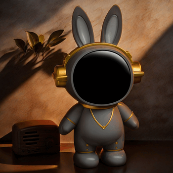 Smvp trendy rabbit piggy bank boys can save and withdraw astronaut piggy bank astronaut trendy play ornaments high-value gifts can save and withdraw - series large black gold rabbit