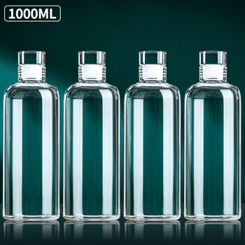 Manwei wine glass bottle empty wine bottle sealed food grade liquor storage device soaking wine small wine jug bottle water bottle 0ml transparent 4 pack (sealed no leakage)