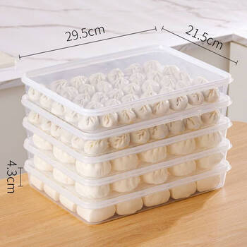 Wing fantasy frozen dumpling box with lid household refrigerator refrigerated dumpling storage box bun food rectangular crisper box transparent transparent 5 boxes 5 lids