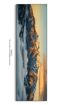 Yusen yi rizhao jinshan living room long banner decoration painting snow mountain landscape painting painting sofa background wall hanging painting rizhao jinshan m morning light golden frame non-mirror collection-grade eleven color high definition oil painting canvas art giclee 240x80 this size frame is a customized high-quality metal frame