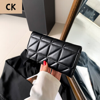 Chling kayan small ck women's bag 2025 new women's long wallet large capacity cash fashion card holder simple ladies coin purse black mirror
