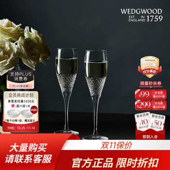 Wedgwood 11.11 guaranteed price verawang crystal diamond champagne glasses 2-pack pair of goblets for new wedding ver