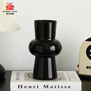 Love filled sugar vase 20cm nordic style black porcelain glass lantern vase bouquet hydroponic container living room decoration birthday gift