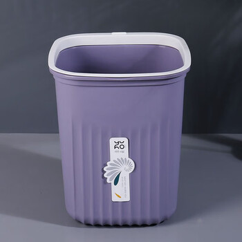 Trash can press ring household large capacity kitchen special restaurant bathroom toilet lidless office paper basket light purple