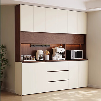 Yimuju solid wood sideboard against the wall integrated storage cabinet living room multi-functional wine cabinet storage cabinet tea cabinet length 160*top depth 32/bottom depth 42*height 240cm