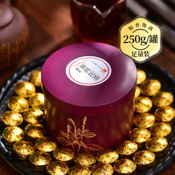 Tianfu tea pu'er tea glutinous rice fragrance pu'er ripe tea xiaotuo tea strong flavor 250g canned tea