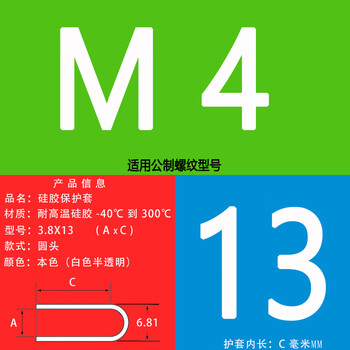 Guchen high and low temperature resistant silicone protective sleeve thread electroplating spray plastic anti-collision plug nut screw plug translucent rubber cap m4x13 20 pcs