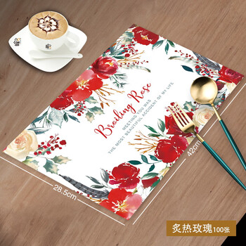Erzhi disposable placemat paper western food home placemat nordic style restaurant birthday party table mat paper dinner paper hot rose 100 sheets