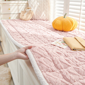 Cat essence cream style autumn and winter thickened bay window mat window sill mat 2026 new four seasons plush cushion balcony mat tatami nuansi-sakura pink 70x210cm
