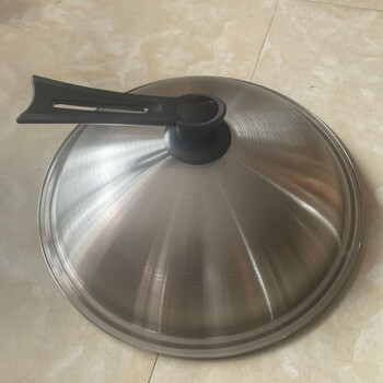 Meikejiesongmei pot lid stainless steel anti-scalding stand-up handle lid brushed sanded lid iron pot tripod lid thickened wide edge 32cm (outer diameter 31.5cm) ordinary 0.4mm wood grain round handle