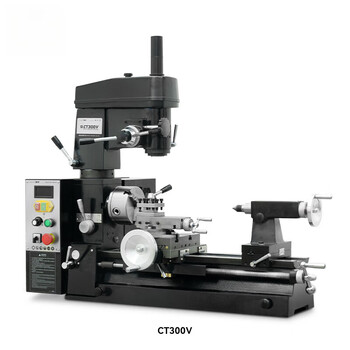 Rsrddy household lathe small multi-function lathe desktop drilling machine drilling and milling all metal milling machine lathe ct300v1kw servo motor stepless speed regulation 0-1