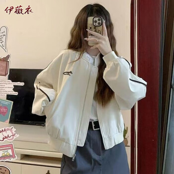 Yiweiyi american retro casual versatile baseball jacket 2025 spring and autumn new large size loose jacket top women's trendy apricot m 95-105 jin