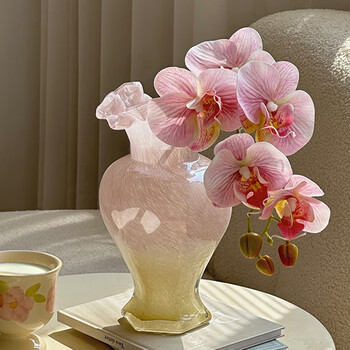 Ershanji gradient color beauty vase decorative ornaments living room flower arrangement light luxury high-quality large-diameter flower arrangement special water culture beauty vase gradient color