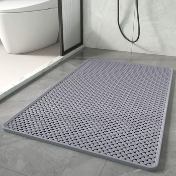 Yusenyi bathroom anti-slip mat shower bathroom bath special foot mat hotel bathtub waterproof mat toilet anti-fall floor mat woven pattern dark gray 60x90cm