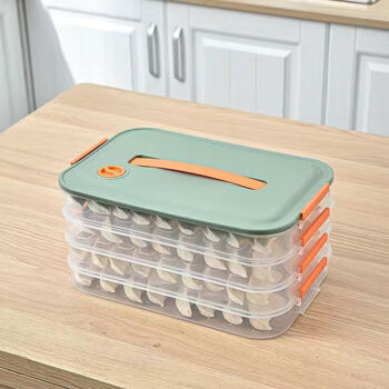 Zailu dumpling box special frozen dumpling box refrigerator storage box household large capacity quick frozen chaos frozen fresh box multi-layer thickened food grade pp elegant green default two boxes one cover large capacity + anti-stick bottom
