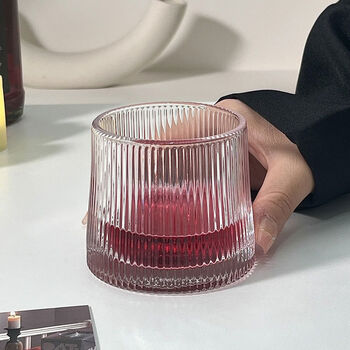 Yusenyi retro ins style flat bottom cup trapezoidal glass creative sense whiskey cup coffee cup cold brew cup water cup flat bottom striped cup 160ml