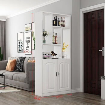 Jinlai wine cabinet partition cabinet living room shoe cabinet simple modern hall cabinet screen partition decorative shelves storage porch cabinet 200*80*30 warm white 2 doors assemble by yourself