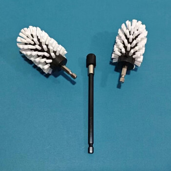 Electric drill cleaning brush head multifunctional cleaning artifact electric brush bird water cup brush water feeder pigeon water bowl brush 2 4.5cm hard hair balls + 15cm locking rod