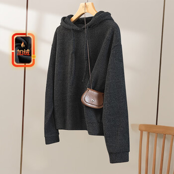 Sibaishe hooded long-sleeved sweatshirt for women 2025 winter new fashion loose simple pullover casual top