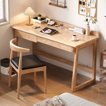 Yusenyi solid wood desk study desk small apartment home bedroom desk with drawer computer desk student desk solid wood color single table (imported solid wood veneer ash wood craftsmanship) 100x60x75cm