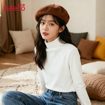 Baleno double-sided german velvet bottoming shirt for women autumn and winter 2025 new velvet thickened warm inner with brushed half turtleneck top