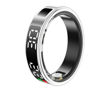 Hkmw samsung (sansung) applicable smart ring smart ring health heart rate blood oxygen sleep monitoring sports waterproof page turning time display size 9 silver (with charging compartment) us size