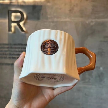 Starbucks autumn series tree stump squirrel mug with ceramic copper seal cute cartoon water cup coffee cup 390ml tree stump squirrel without lid 390ml